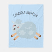 モダン美しいパステルブルーシープアンドキッド名 フリースブランケット (正面)