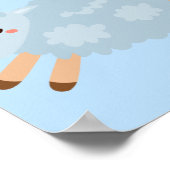 モダン美しいパステルブルーシープアンドキッド名 ポスター (角)