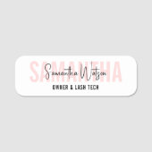 モダン美しいヘアサロン赤面ピンクエステティシャン 名札 (正面)