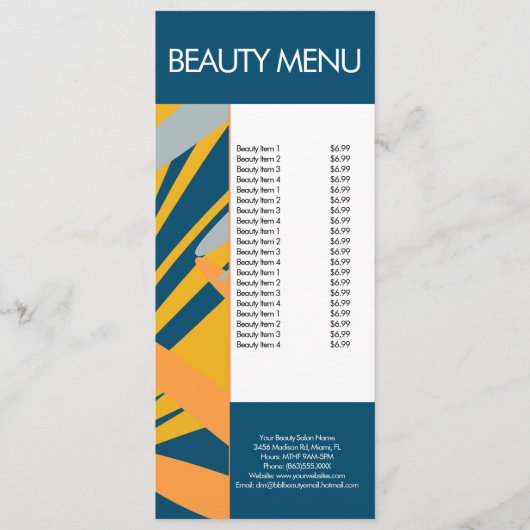 モダン美しいメイクアップ熱帯パターンメニュー メニュー (正面)