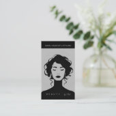 モダン美しいメイクヘア爪、 ネイルブラックオフ白 名刺 (スタンド正面)