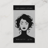 モダン美しいメイクヘア爪、 ネイルブラックオフ白 名刺 (正面)