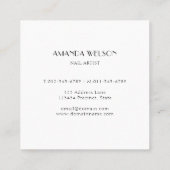 モダン美しいロゴ爪、 ネイルまつ毛 スクエア名刺 (裏面)