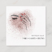 モダン美しいロゴ爪、 ネイルまつ毛 スクエア名刺 (正面)