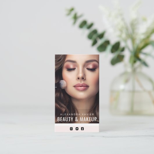 モダン美しい化粧サロン 名刺 (スタンド正面)