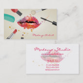 モダン美容唇カラフルメイクアップアーティスト 名刺 (正面/裏面)
