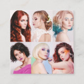 モダン美容師お客様の写真のスクリプエレガントト スクエア名刺 (正面)