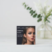 モダン美容師お客様の写真スエレガントクリプト スクエア名刺 (スタンド正面)