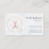 モダン美容師はさみバラ金ゴールド大理石 名刺 (正面)