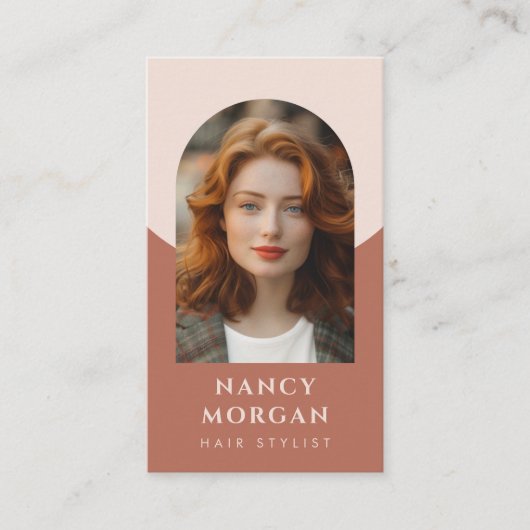 モダン美容師アーチ写真QRコードboho 名刺 (正面)