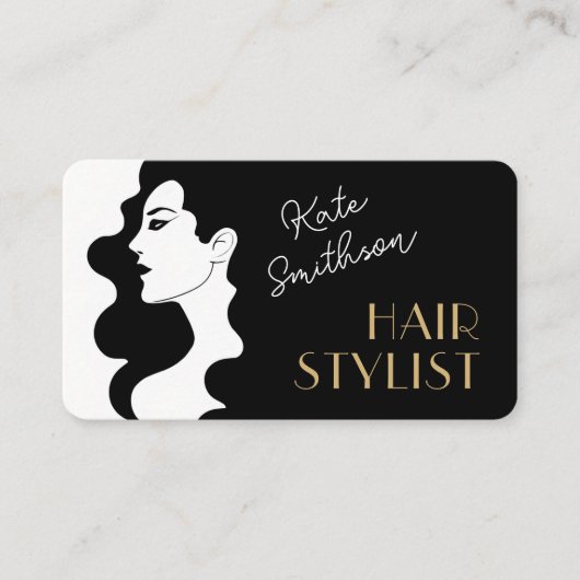 モダン美容師カスタムQRコードおよびソーシャルメディア 名刺 (正面)