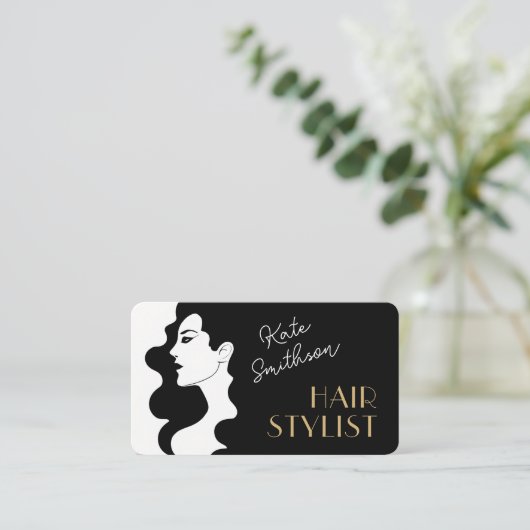 モダン美容師カスタムQRコードおよびソーシャルメディア 名刺 (スタンド正面)