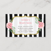 モダン美容師ガーリー金ゴールドピンクフローラストライプの 名刺 (裏面)