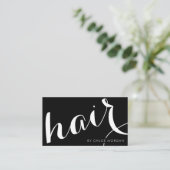 モダン美容師スクリプト白黒 名刺 (スタンド正面)