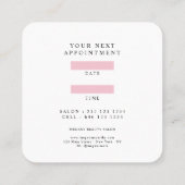 モダン美容師スクリプト赤面ピンクアポイントメント スクエア名刺 (裏面)