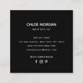 モダン美容師スクリプト赤面ピンク スクエア名刺 (裏面)