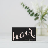 モダン美容師スクリプト黒赤面ピンク 名刺 (スタンド正面)