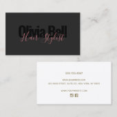 モダン美容師ピンクブラック名刺 名刺 (正面/裏面)