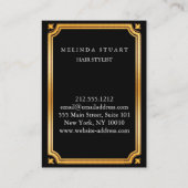 モダン美容師フェイク金ゴールドはさみブラック 名刺 (裏面)