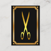 モダン美容師フェイク金ゴールドはさみブラック 名刺 (正面)