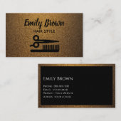 モダン美容師ブラックと金ゴールド銅 名刺 (正面/裏面)