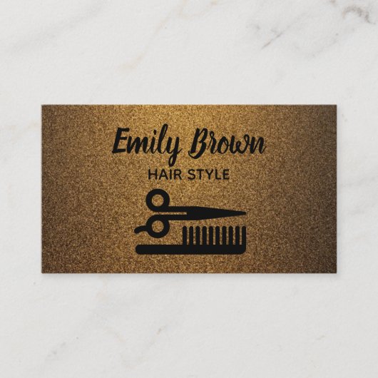 モダン美容師ブラックと金ゴールド銅 名刺 (正面)