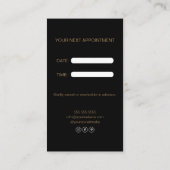 モダン美容師ブラックと金ゴールド 予約カード (裏面)
