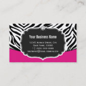 モダン美容師ブラックピンクゼブラプリントダイヤモンド 名刺 (裏面)