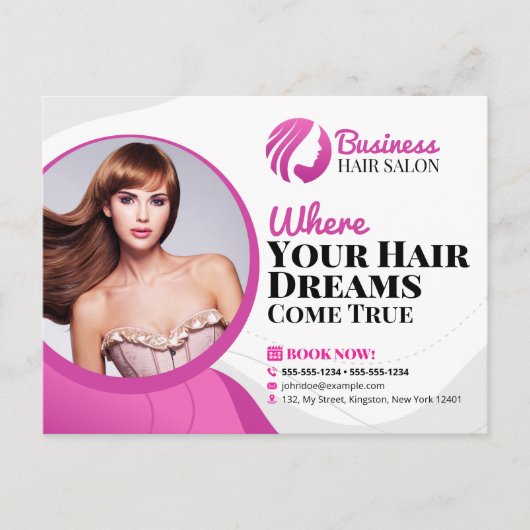 モダン美容師メイクアップアーティストサービスはがき ポストカード (正面)