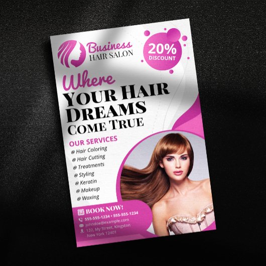 モダン美容師メイクアップアーティストサービスサロン チラシ