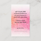 モダン美容師ロゴ |ピンクグリッター 予約カード (裏面)