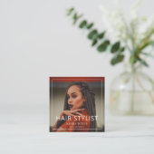 モダン美容師写真 スクエア名刺 (スタンド正面)