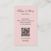 モダン美容師写真QRピンク 名刺 (裏面)