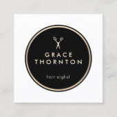 モダン美容師白黒サロン スクエア名刺 (正面)