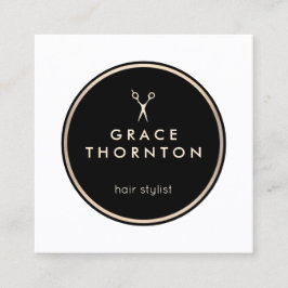 モダン美容師白黒サロン スクエア名刺