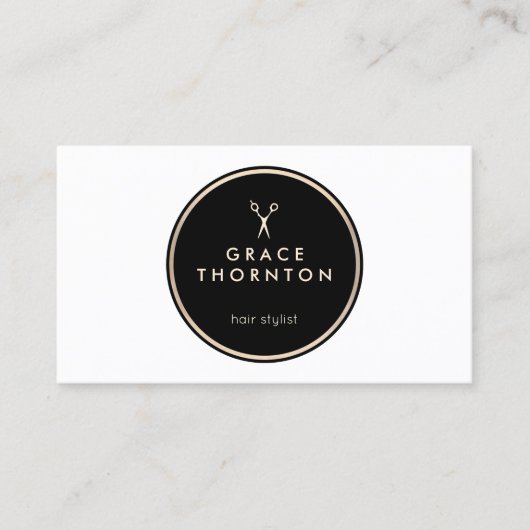 モダン美容師白黒サロン 名刺 (正面)