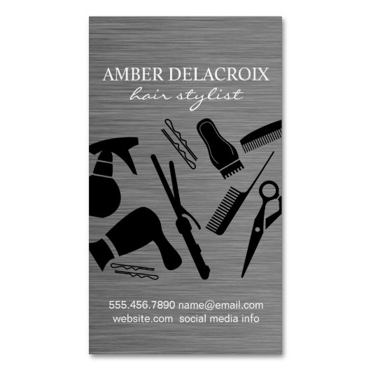 モダン美容師 |理容師 マグネット名刺 (正面縦)