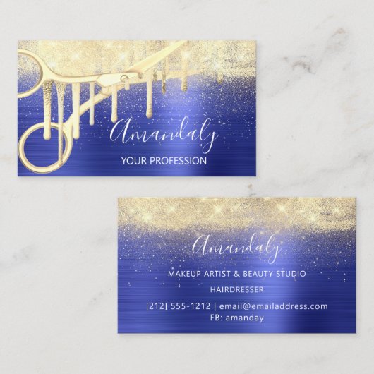 モダン美容師Coiffeurはさみ金ゴールド王室の 名刺 (正面/裏面)