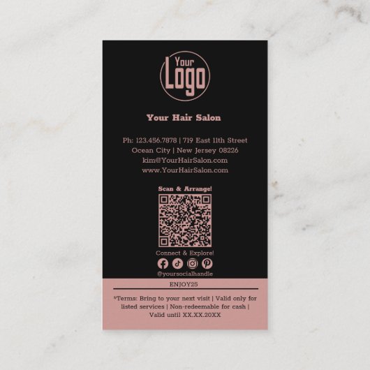 モダン美容院$10オフ割引カード 割引カード (裏面)