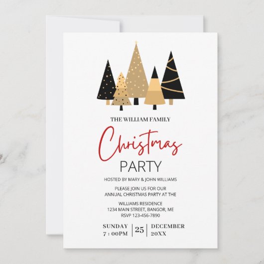 モダン美的クリスマスパーティー 招待状 (正面)