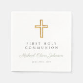 モダン聖化緑の宗教十字第1聖餐式 スタンダードカクテルナプキン (正面)