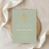 モダン聖緑の宗教十字架の確認 招待状