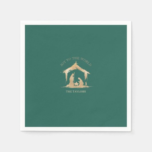 モダン聖降誕祭出生メアリー&ジョセフ スタンダードカクテルナプキン (正面)