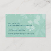 モダン自然の葉離れのミントティール(緑がかった色) 名刺 (裏面)