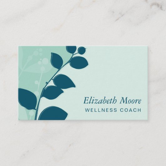 モダン自然の葉離れのミントティール（緑がかった色） 名刺 (正面)