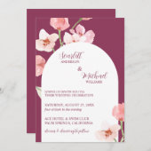 モダン自然エレガント水カラーフローラアーチ 招待状 (正面/裏面)