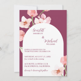 モダン自然エレガント水カラーフローラアーチ 招待状