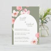 モダン自然エレガント水カラーフローラアーチ 招待状 (スタンド正面)