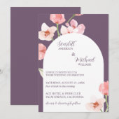 モダン自然エレガント水カラーフローラアーチ 招待状 (正面/裏面)