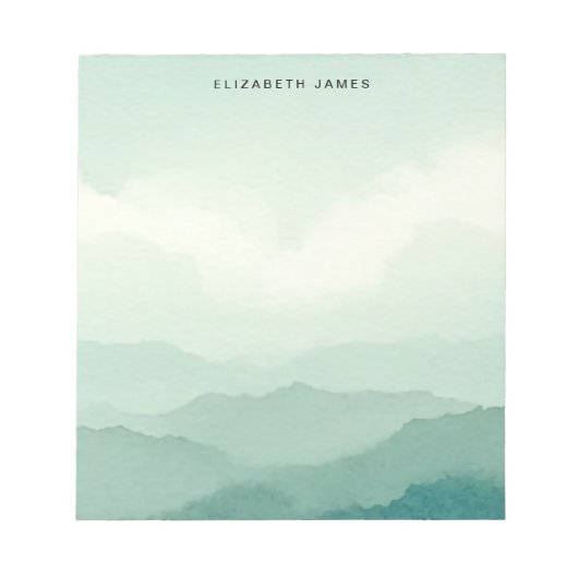 モダン自然グリーンウォーター色グラデーション層 ノートパッド (正面)